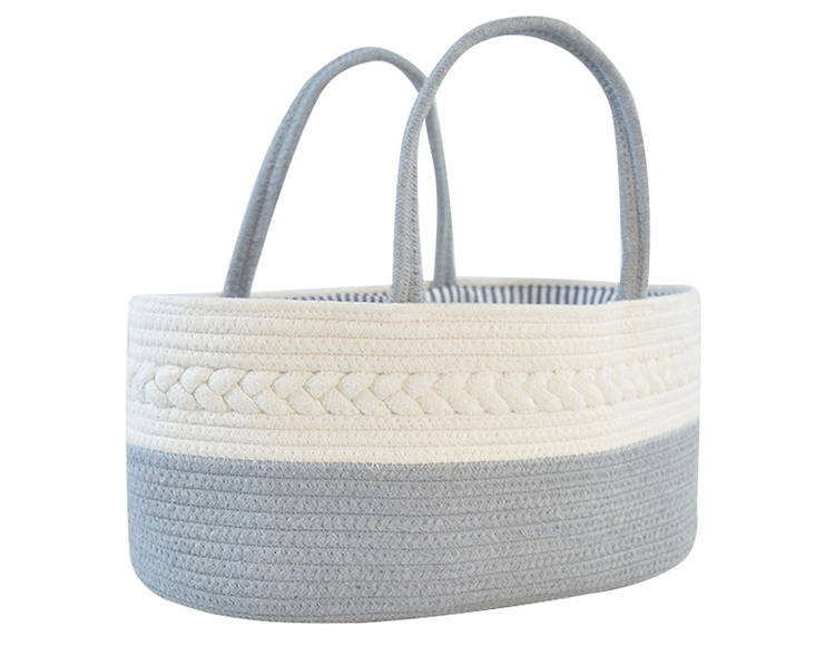 Handmade Large Woven Cotton Rope Baby Nursery Caddy Diaper Organizer Basket