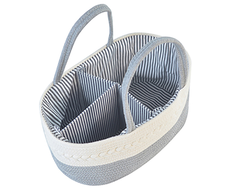 Handmade Large Woven Cotton Rope Baby Nursery Caddy Diaper Organizer Basket