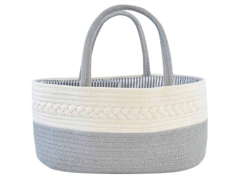 Handmade Large Woven Cotton Rope Baby Nursery Caddy Diaper Organizer Basket