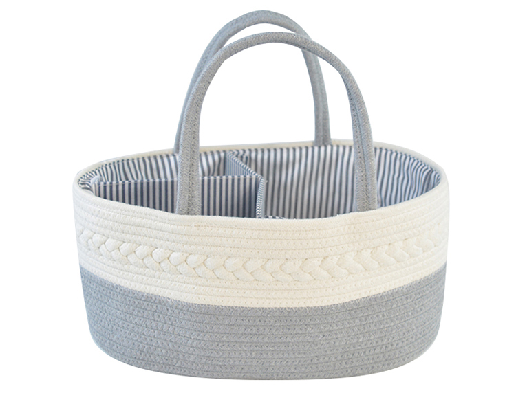 Handmade Large Woven Cotton Rope Baby Nursery Caddy Diaper Organizer Basket