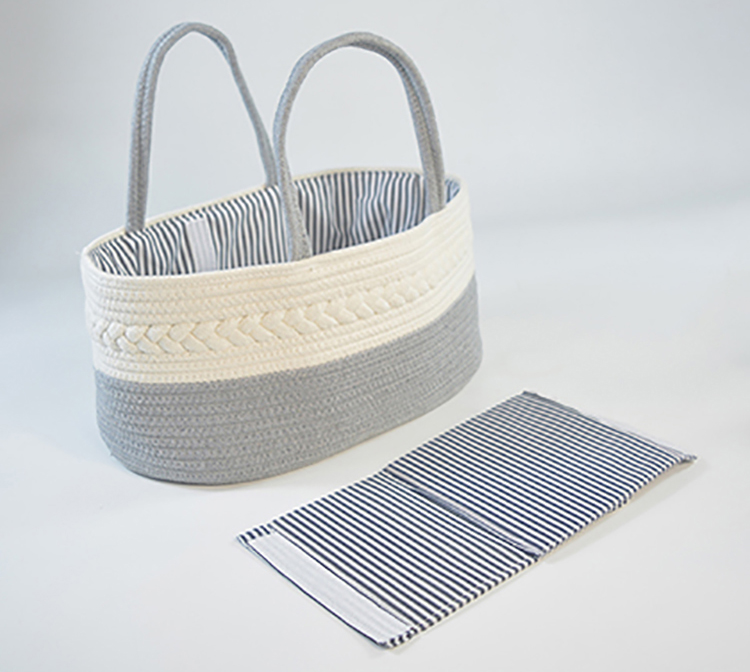 Handmade Large Woven Cotton Rope Baby Nursery Caddy Diaper Organizer Basket