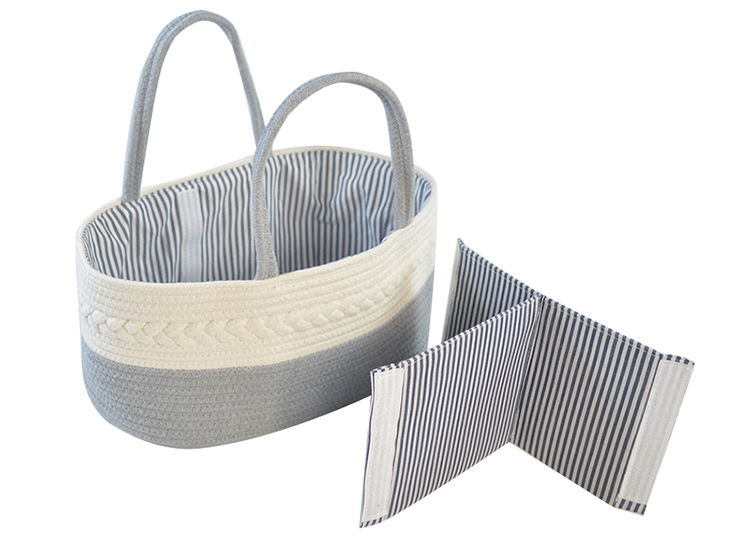 Handmade Large Woven Cotton Rope Baby Nursery Caddy Diaper Organizer Basket