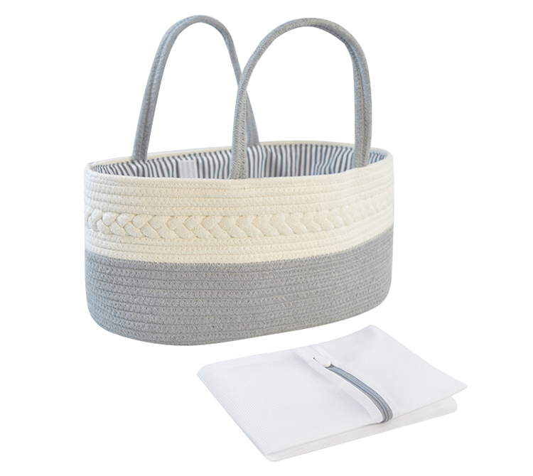 Handmade Large Woven Cotton Rope Baby Nursery Caddy Diaper Organizer Basket