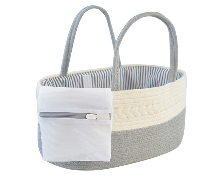 Handmade Large Woven Cotton Rope Baby Nursery Caddy Diaper Organizer Basket