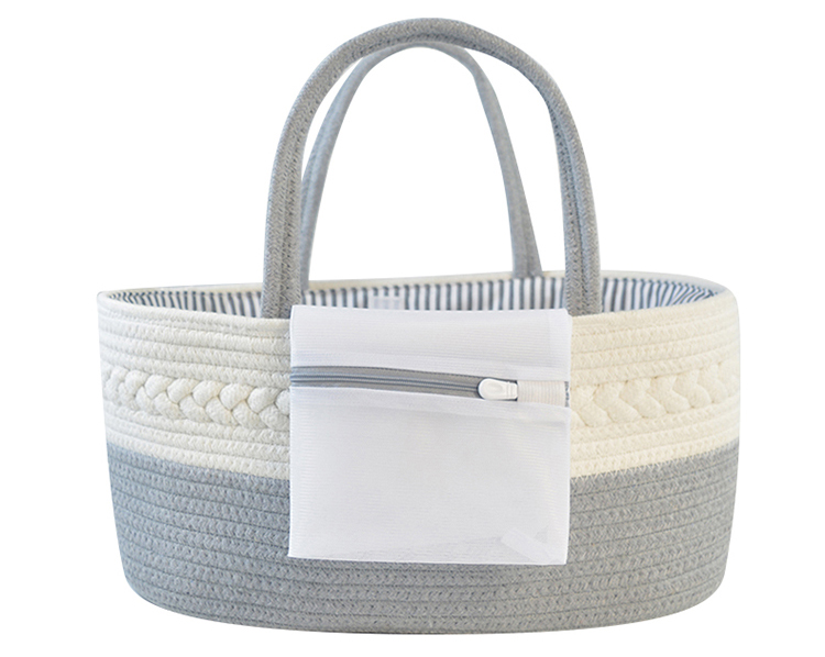 Handmade Large Woven Cotton Rope Baby Nursery Caddy Diaper Organizer Basket