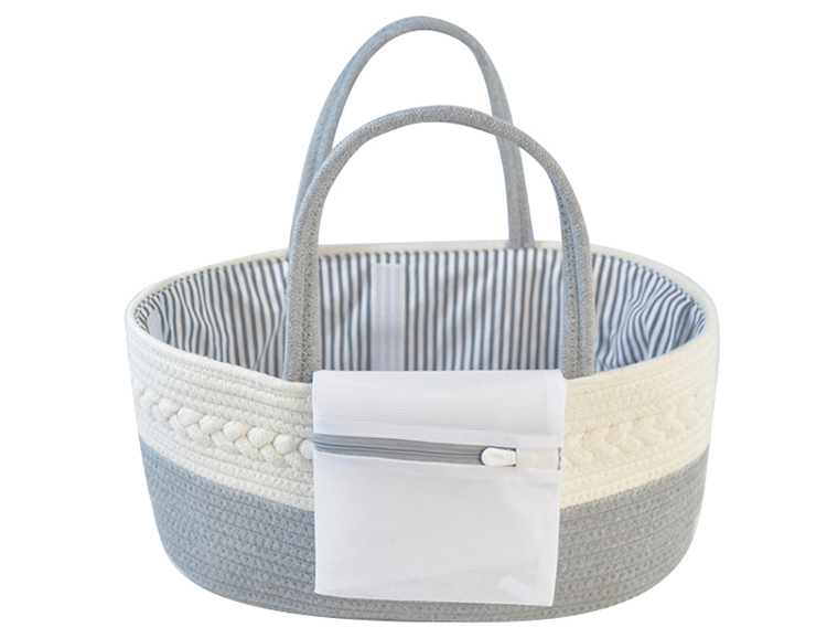 Handmade Large Woven Cotton Rope Baby Nursery Caddy Diaper Organizer Basket