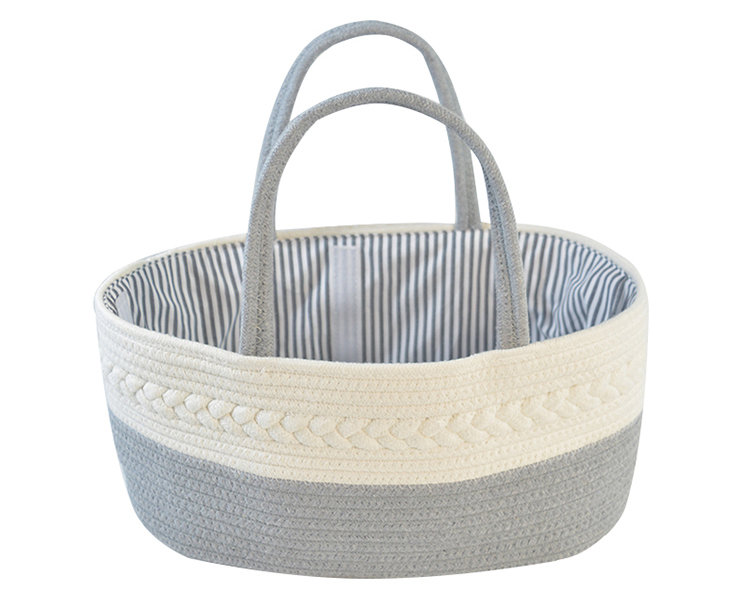 Handmade Large Woven Cotton Rope Baby Nursery Caddy Diaper Organizer Basket