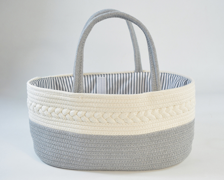 Handmade Large Woven Cotton Rope Baby Nursery Caddy Diaper Organizer Basket