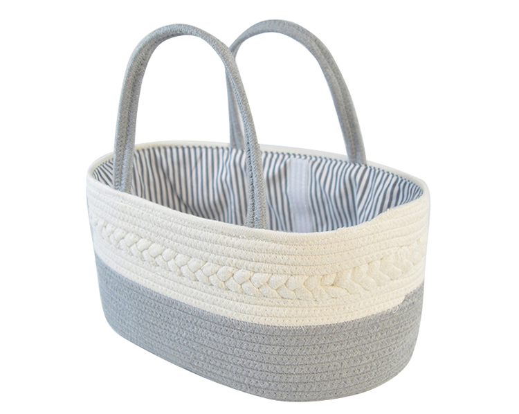 Handmade Large Woven Cotton Rope Baby Nursery Caddy Diaper Organizer Basket