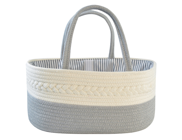 Handmade Large Woven Cotton Rope Baby Nursery Caddy Diaper Organizer Basket