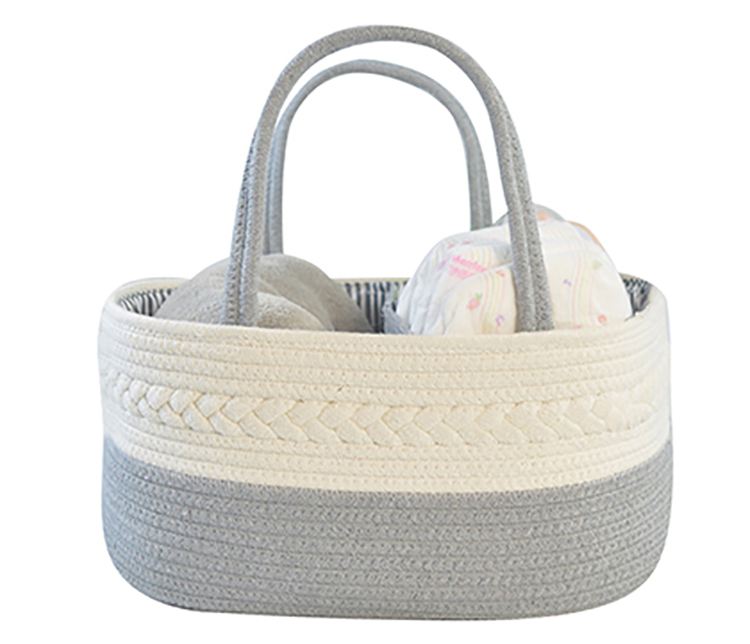 Handmade Large Woven Cotton Rope Baby Nursery Caddy Diaper Organizer Basket