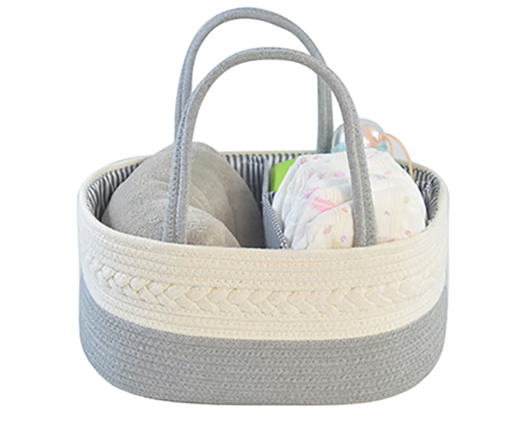 Handmade Large Woven Cotton Rope Baby Nursery Caddy Diaper Organizer Basket