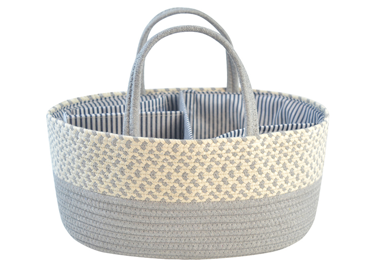 Nursery Organizer Storage Collapsible Cotton Rope Kids Baby Diaper Caddy Basket