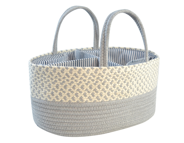 Nursery Organizer Storage Collapsible Cotton Rope Kids Baby Diaper Caddy Basket