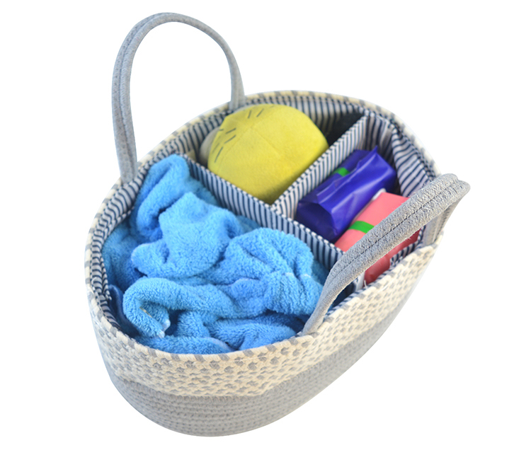 Nursery Organizer Storage Collapsible Cotton Rope Kids Baby Diaper Caddy Basket