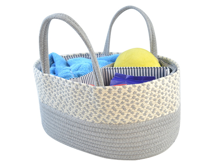 Nursery Organizer Storage Collapsible Cotton Rope Kids Baby Diaper Caddy Basket