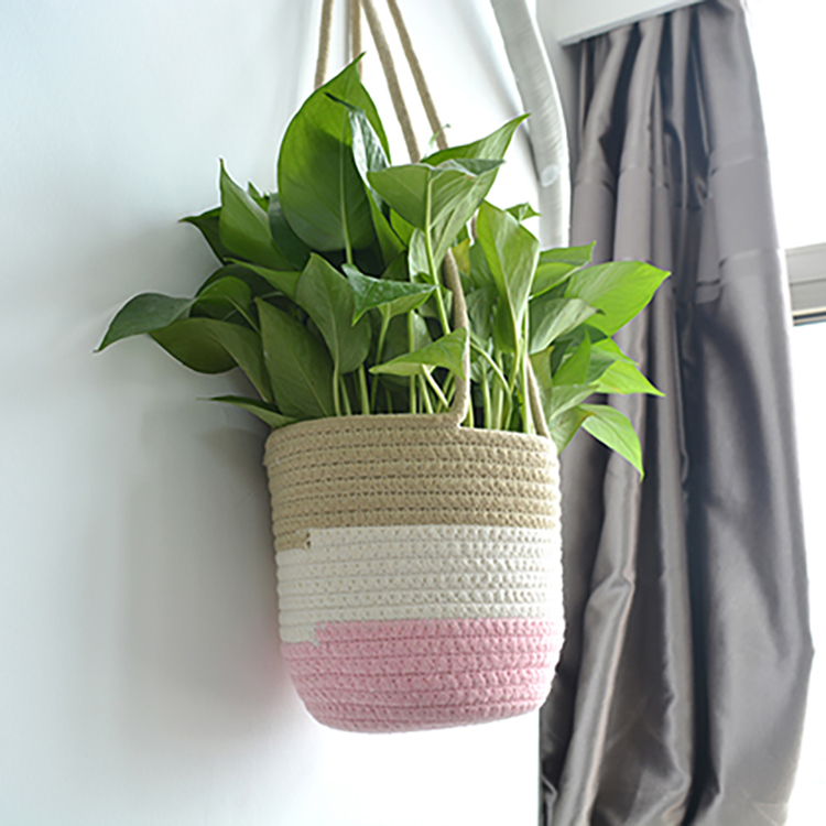 Woven Cotton Rope Plant Flower Baskets