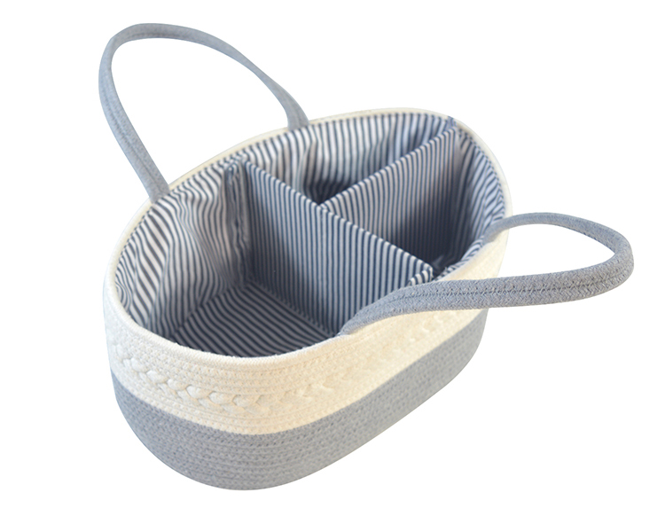 Handmade Large Woven Cotton Rope Baby Nursery Caddy Diaper Organizer Basket