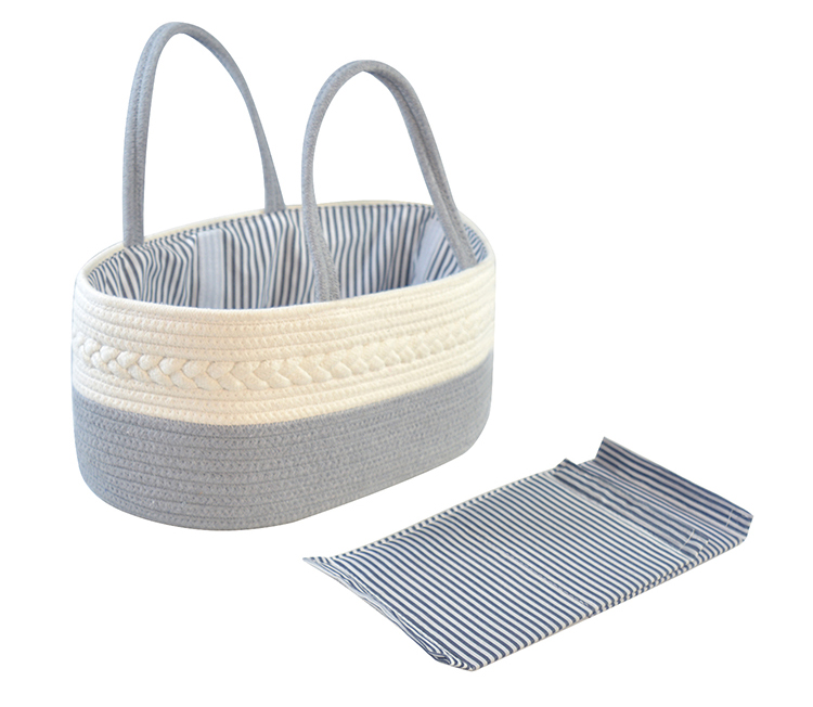 Handmade Large Woven Cotton Rope Baby Nursery Caddy Diaper Organizer Basket