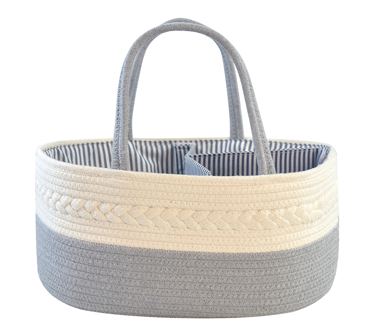 Handmade Large Woven Cotton Rope Baby Nursery Caddy Diaper Organizer Basket