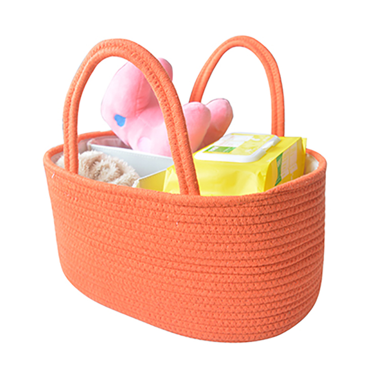 Large Portable Tote Baby Diaper Caddy Organizer Cotton Rope Nursery Basket