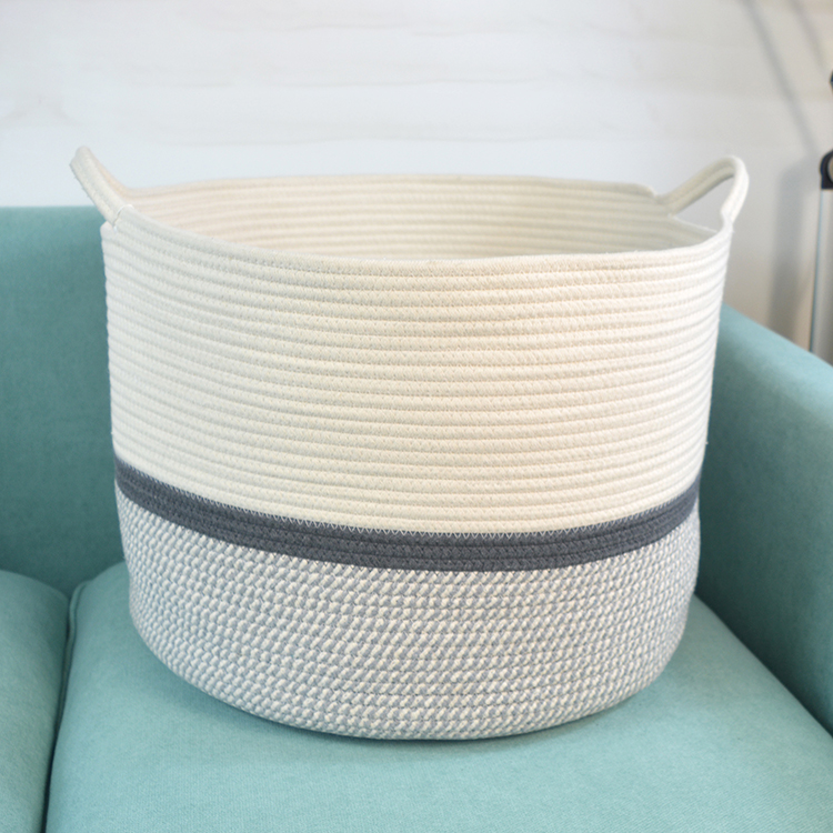 Large Woven Cotton Rope Thread Laundry Storage Basket