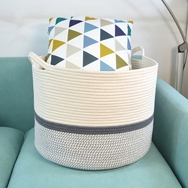 Large Woven Cotton Rope Thread Laundry Storage Basket