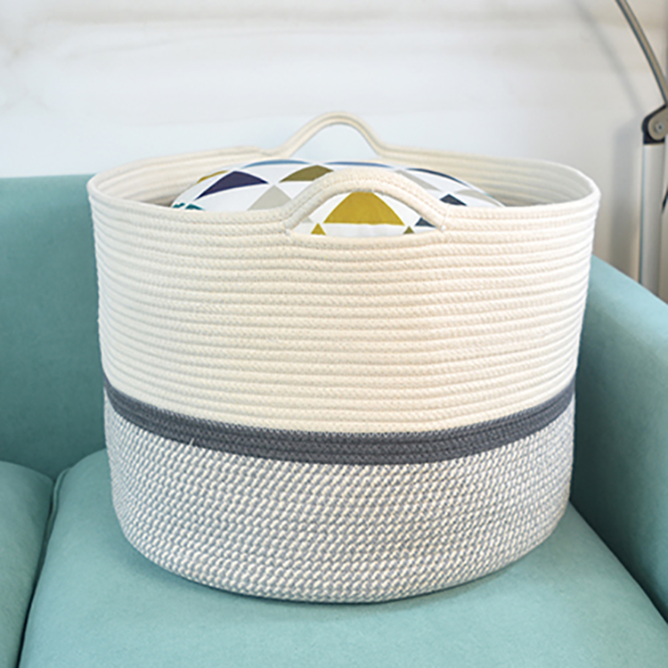 Large Woven Cotton Rope Thread Laundry Storage Basket