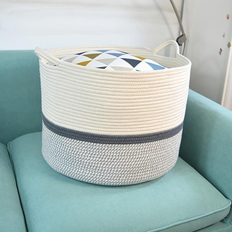 Large Woven Cotton Rope Thread Laundry Storage Basket