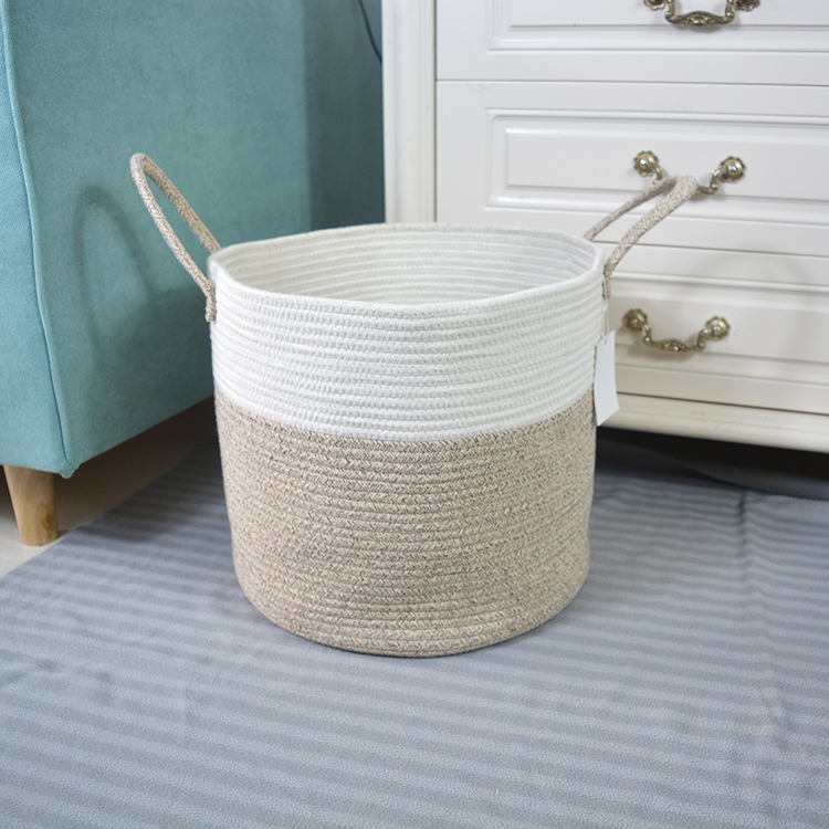 Wholesale Handmade Large Woven Cotton Rope Laundry Blanket Storage Basket Hamper