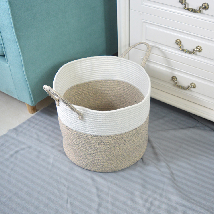 Wholesale Handmade Large Woven Cotton Rope Laundry Blanket Storage Basket Hamper