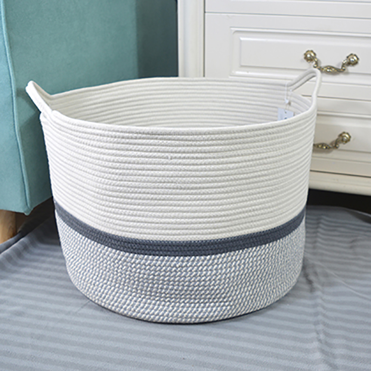 Large Woven Cotton Rope Thread Laundry Storage Basket