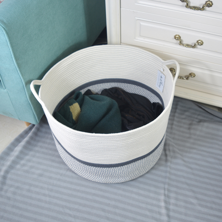 Large Woven Cotton Rope Thread Laundry Storage Basket