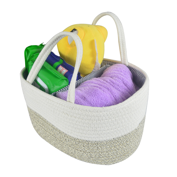 Factory Portable Baby Diaper Caddy Organizer Nursery Cotton Rope Storage Basket Bin