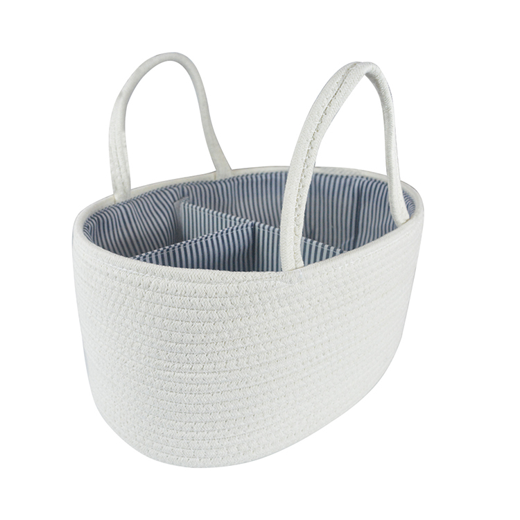 Portable Cotton Rope Diaper Caddy Organizer Basket