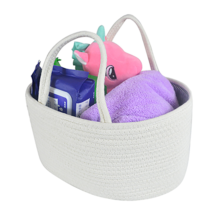 Portable Cotton Rope Diaper Caddy Organizer Basket