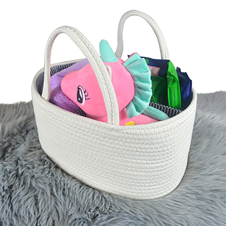 Portable Cotton Rope Diaper Caddy Organizer Basket