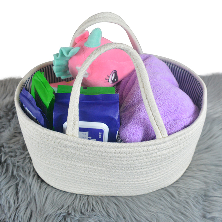 Portable Cotton Rope Diaper Caddy Organizer Basket