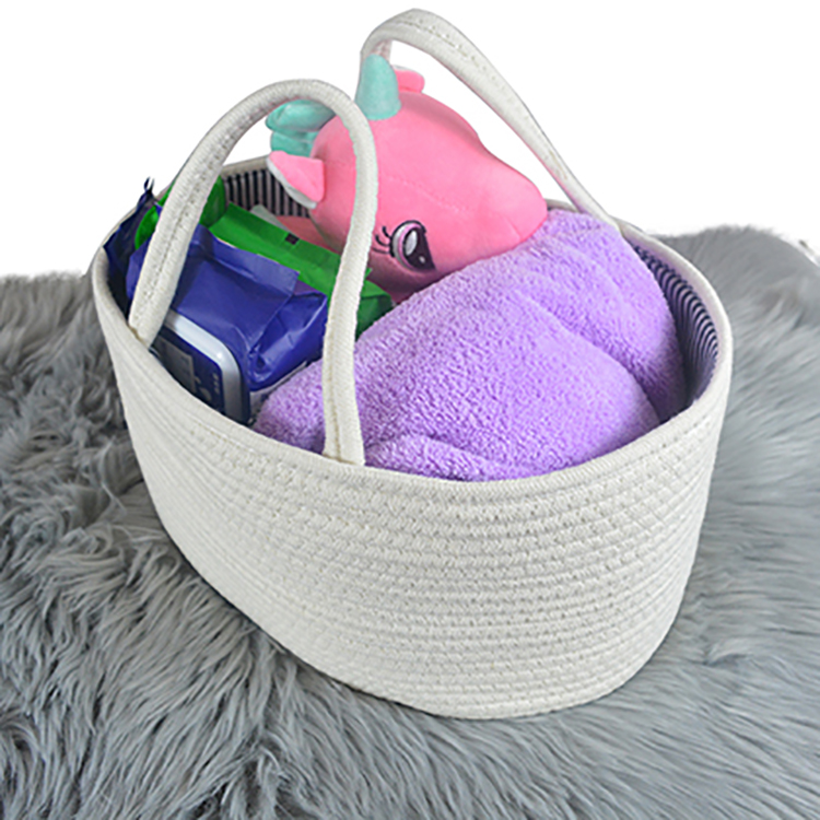 Portable Cotton Rope Diaper Caddy Organizer Basket