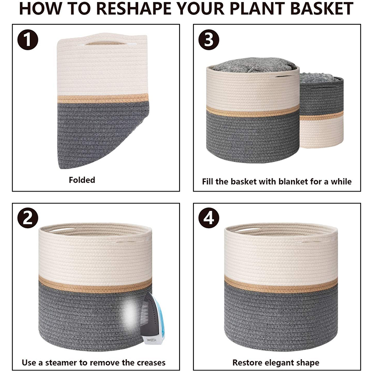 Cotton Rope Plant Basket Woven Indoor Planter Storage Organizer