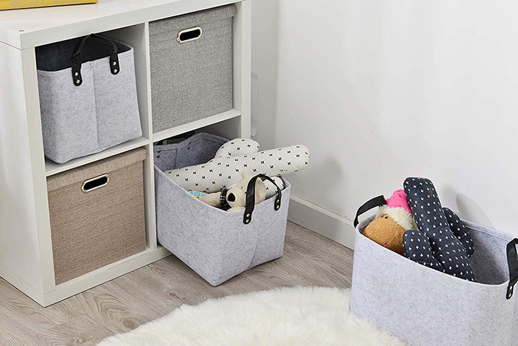 High Quality Large Size Foldable Hamper Handmade Woven Felt laundry Storage Basket