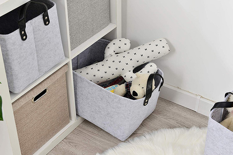 High Quality Large Size Foldable Hamper Handmade Woven Felt laundry Storage Basket