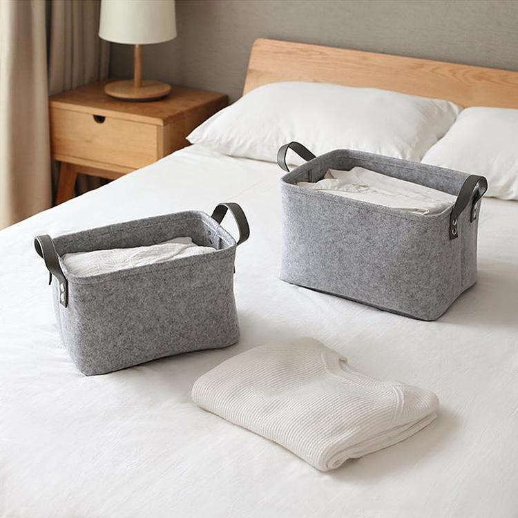 High Quality Large Size Foldable Hamper Handmade Woven Felt laundry Storage Basket