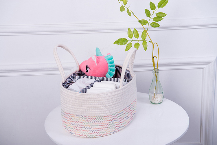 Cotton Rope Nursery Hamper Baby Diaper Caddy Organizer Basket