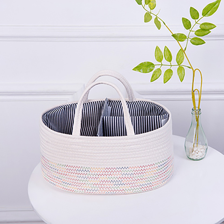 Custom Colored Changing Woven Cotton Rope Baby Kids Diaper Caddy Basket