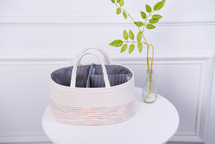 Cotton Rope Nursery Hamper Baby Diaper Caddy Organizer Basket