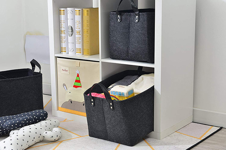 Custom Collapsible Foldable Felt Laundry Storage Basket Organizer