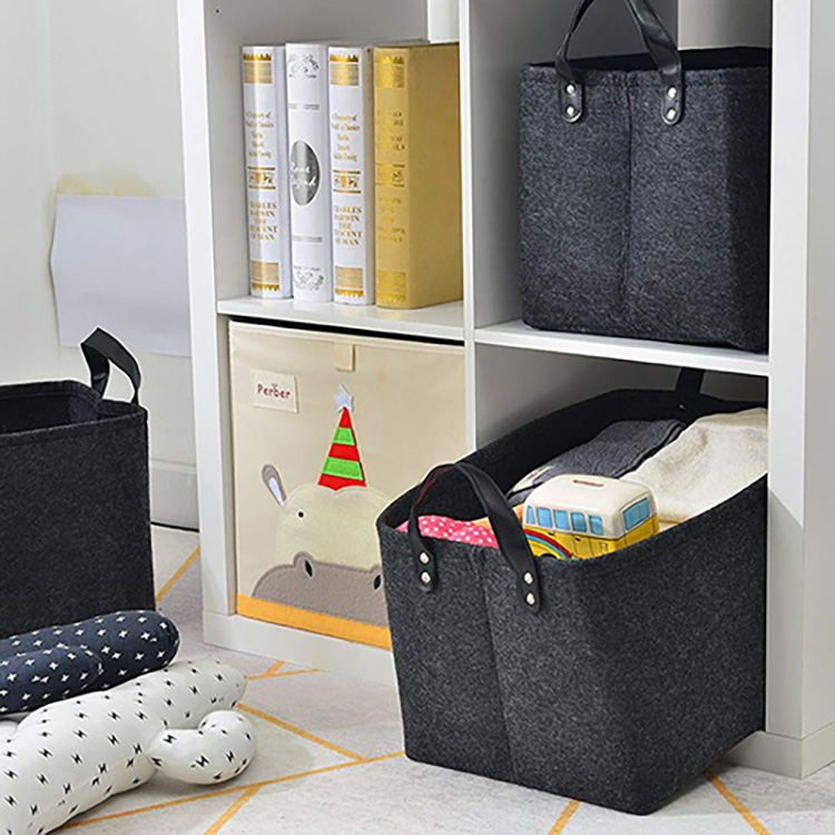 Custom Collapsible Foldable Felt Laundry Storage Basket Organizer