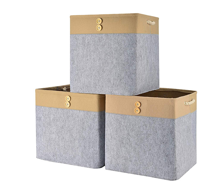 Foldable Storage Cubes Bins With Dual Handles Felt Storage Baskets