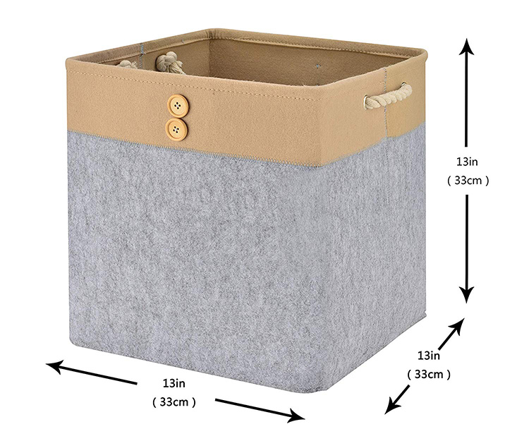 Foldable Storage Cubes Bins With Dual Handles Felt Storage Baskets